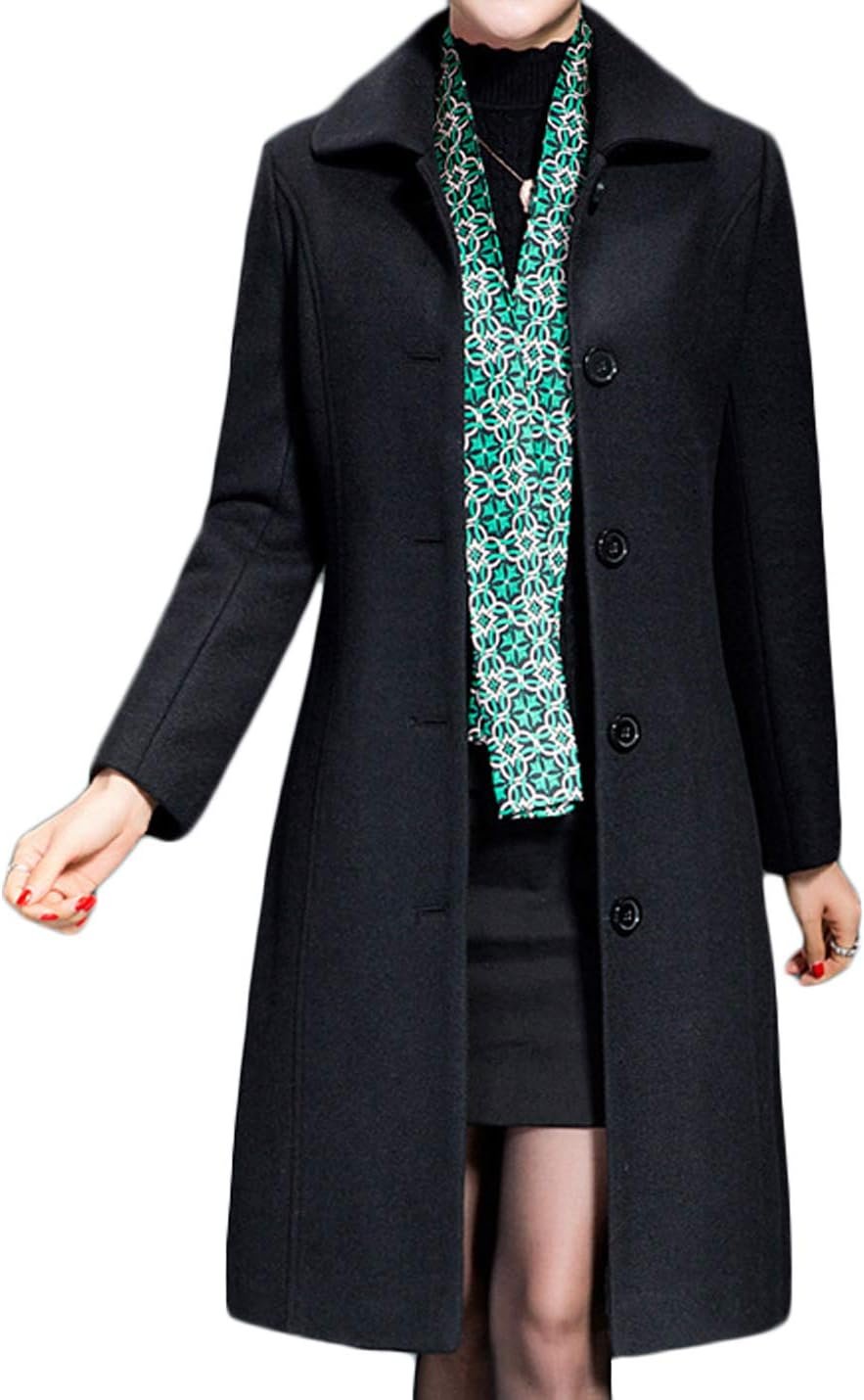 Women's Wool Trench Coat Winter Long Thick Overcoat Walker Coats