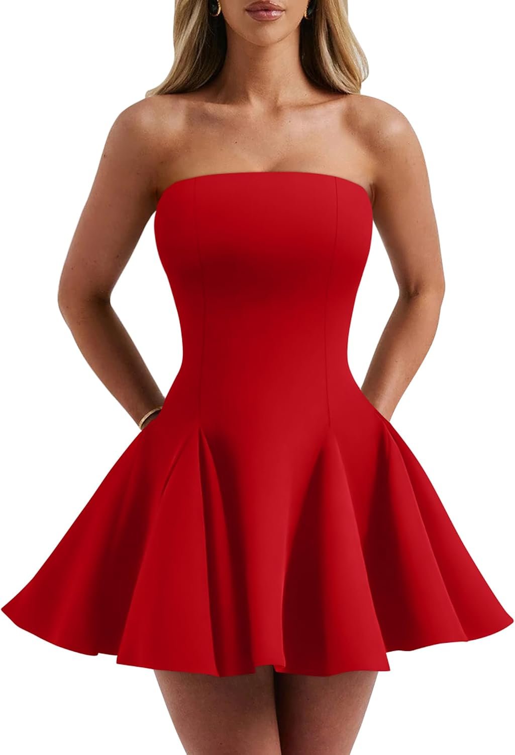 Women's Sexy Summer Strapless Mini Dress Homecoming Off Shoulder Sleeveless Party Club Short Dresses