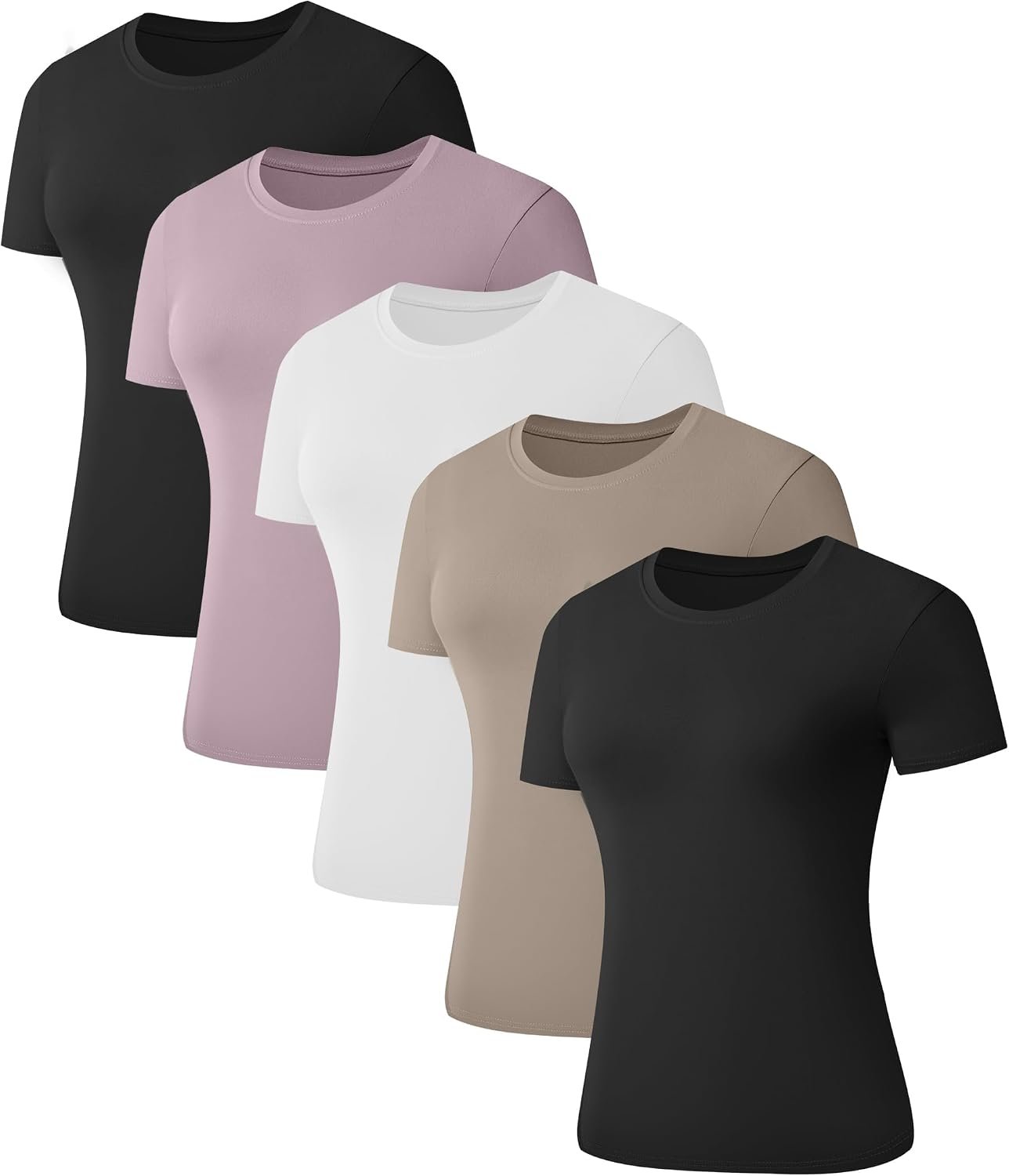 Stretchy Fitted Crew Neck Short Sleeve Tee