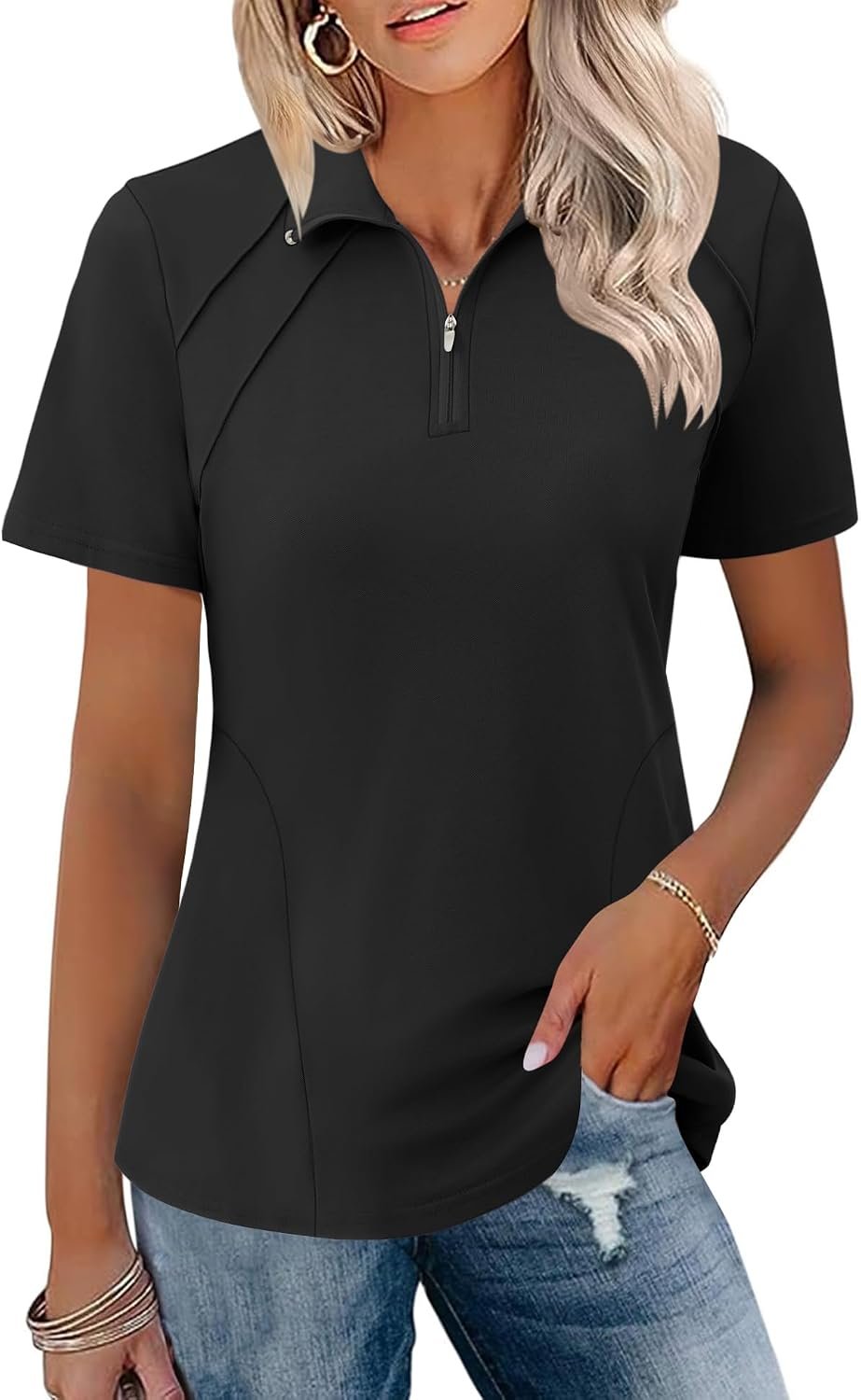 Women's Zip-Front Quick-Dry Golf Polo Shirt