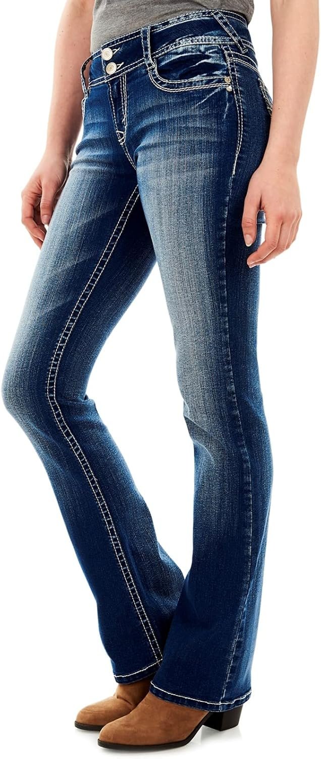 Luscious Curvy Bootcut Jeans for Women, Mid-Rise Insta Stretch Denim, Size-Inclusive Juniors Jeans