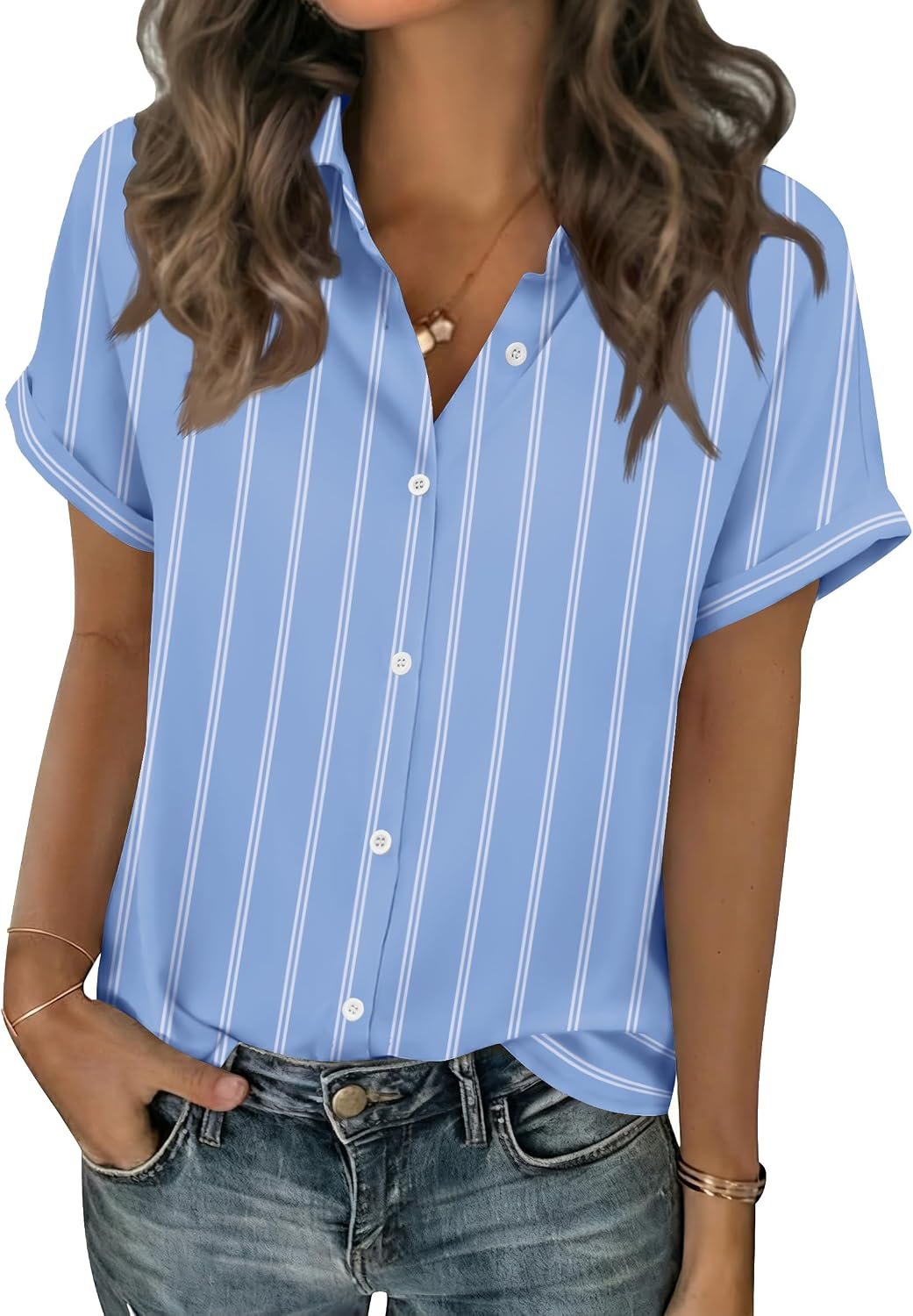 Lantern-Sleeve Printed Shirt