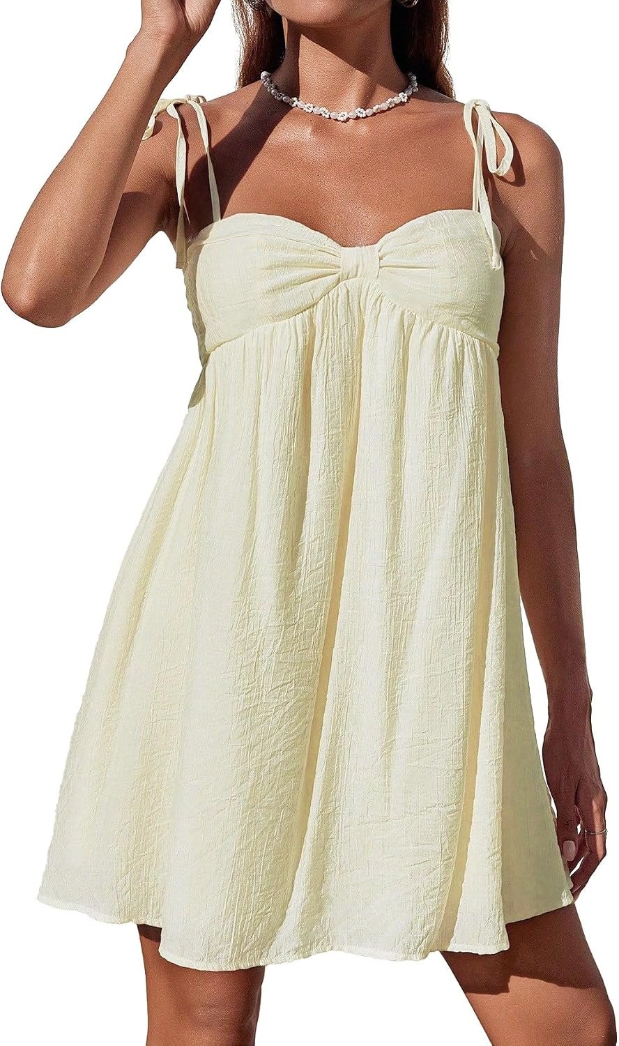 Casual Summer Dresses for Women Flowy Sun Dress Cute Mini Slip Dress Spaghetti Strap Dress