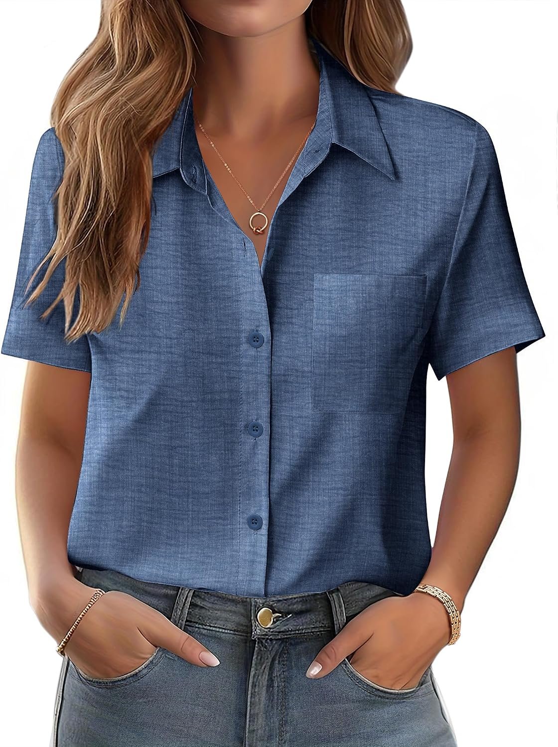 Short-Sleeve Pocket Casual Shirt