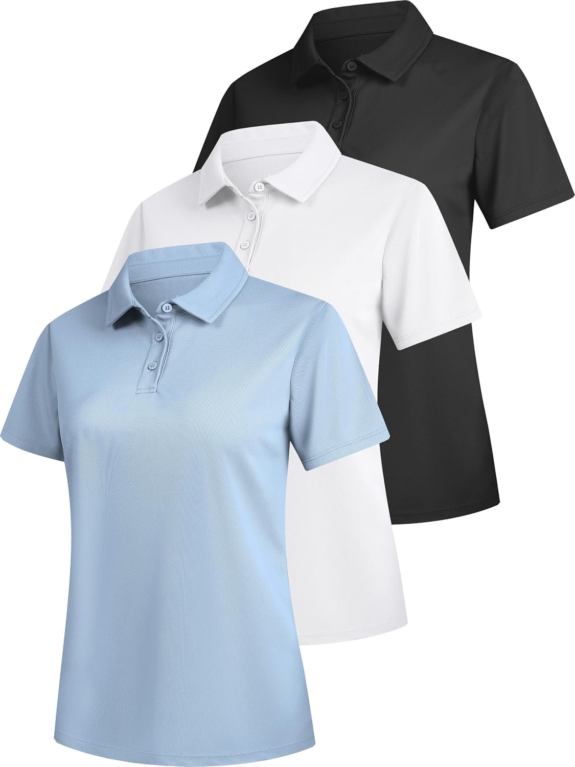 Women's Short-Sleeve Collared Polo Shirt 3-Pack