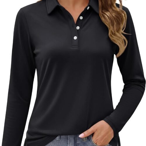 Women Polo Shirts Long Sleeve Golf Shirt Quick Dry UPF 50+ Sun Protection Lightweight Tennis Shirts