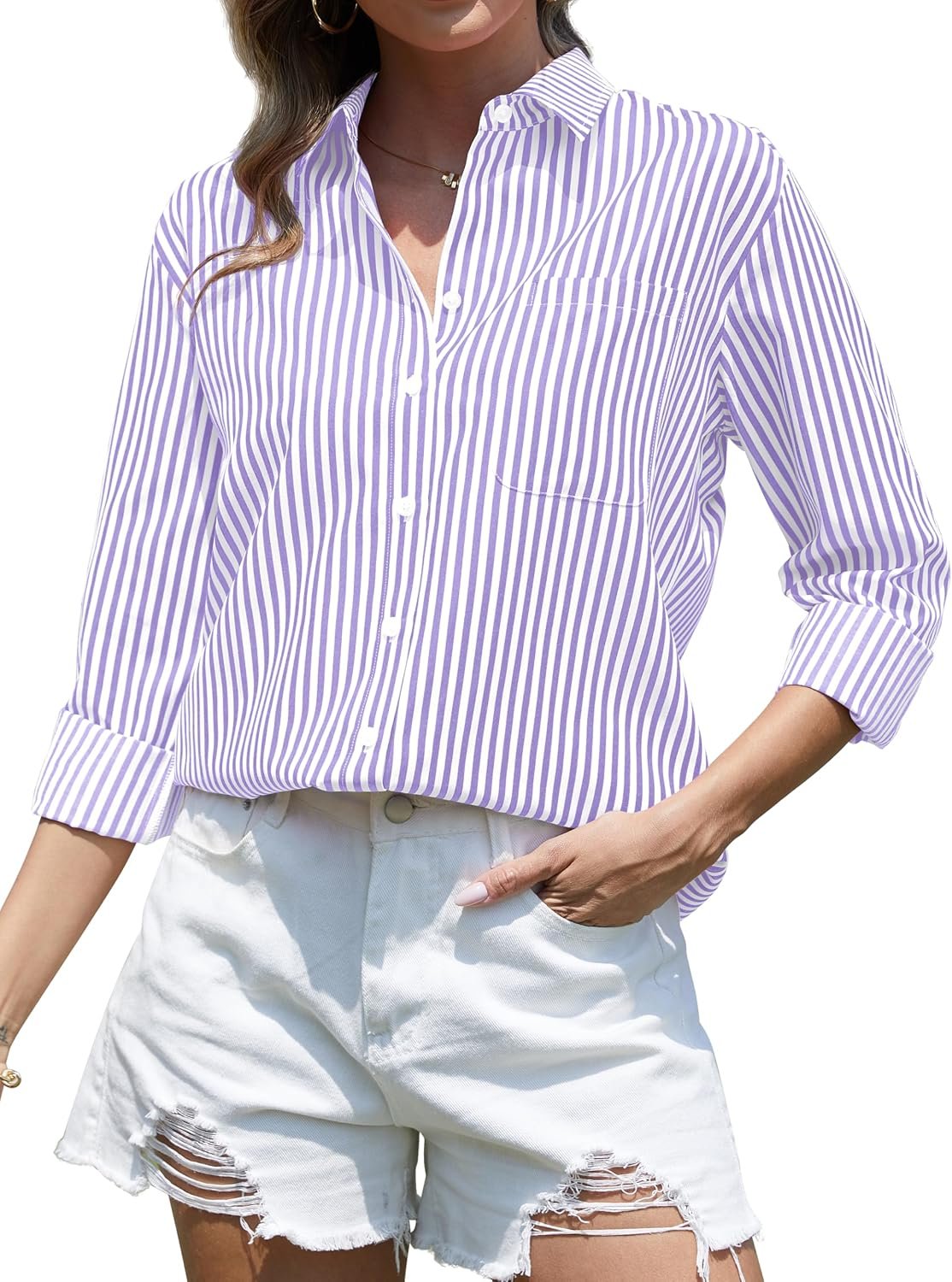 Wrinkle-Resistant Striped Casual Shirt